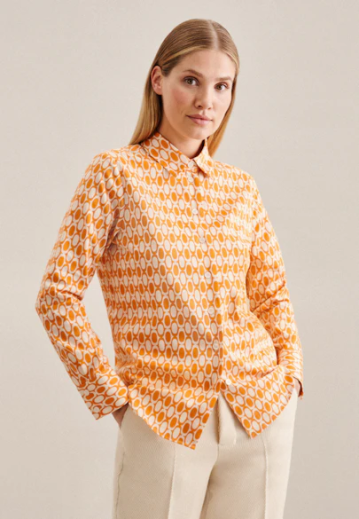 Hemdbluse Geometrische Muster in Orange |  Seidensticker Onlineshop