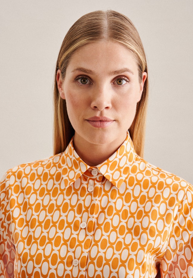 Long sleeve Satin Shirt Blouse in Orange |  Seidensticker Onlineshop