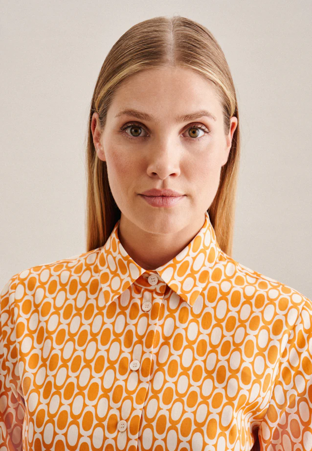 Hemdbluse Geometrische Muster in Orange |  Seidensticker Onlineshop