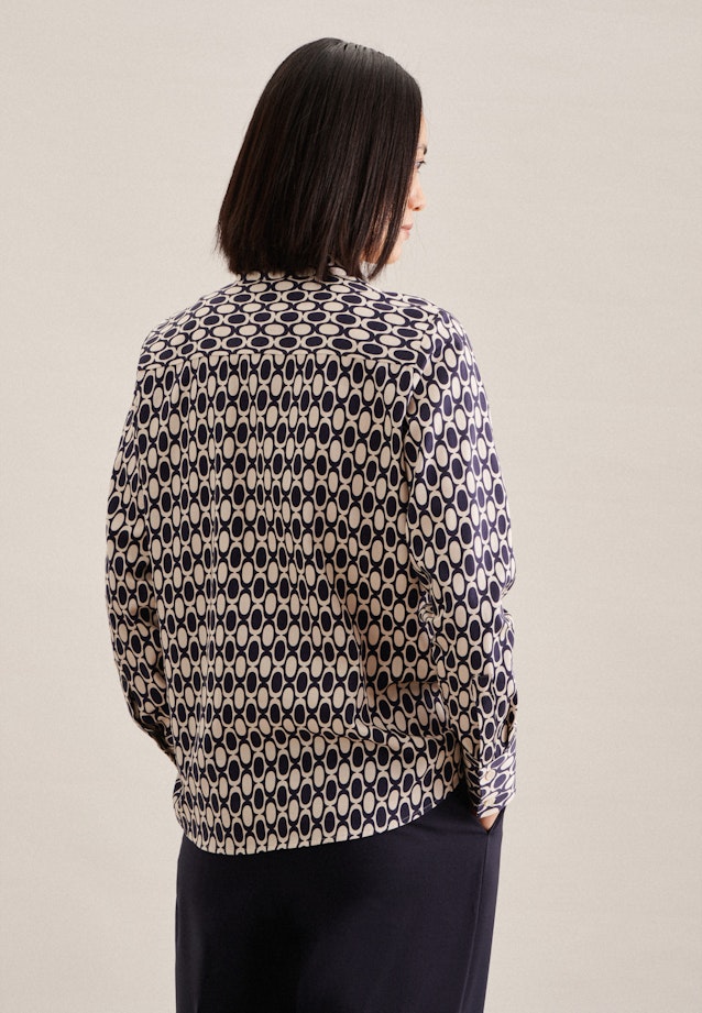 Shirt Blouse Geometric pattern in Dark Blue |  Seidensticker Onlineshop