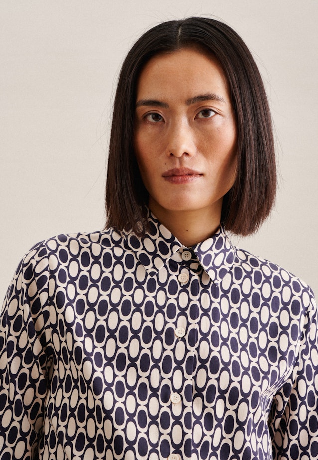 Shirt Blouse Geometric pattern in Dark Blue |  Seidensticker Onlineshop