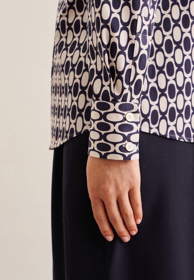 Shirt Blouse Geometric pattern in Dark Blue |  Seidensticker Onlineshop