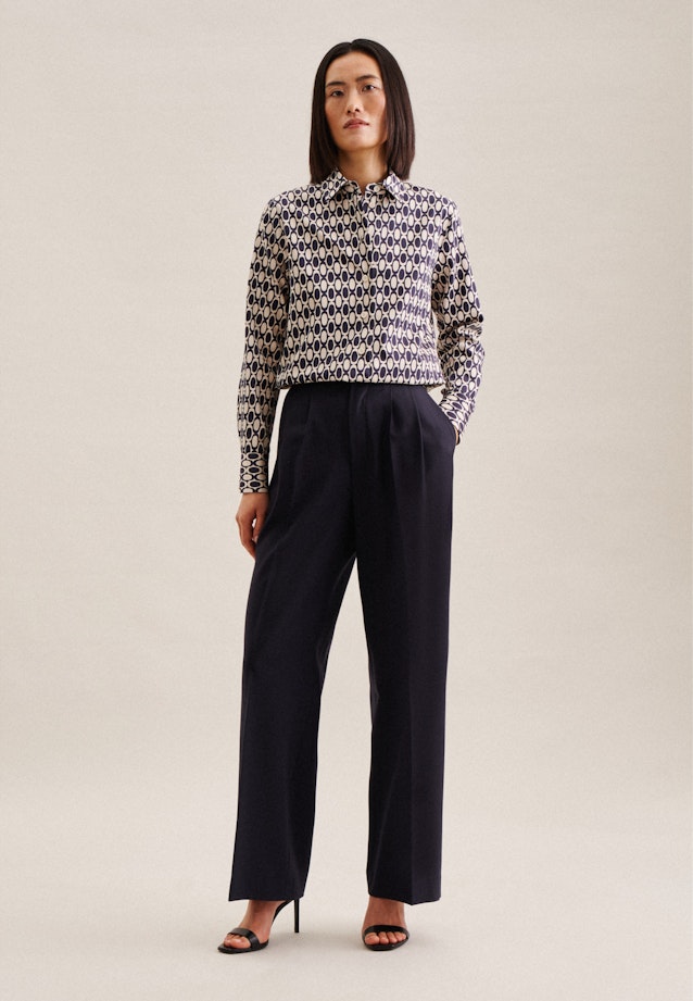 Shirt Blouse Geometric pattern in Dark Blue |  Seidensticker Onlineshop