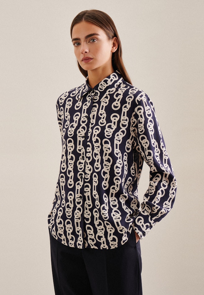 Long sleeve Crepe Shirt Blouse in Dark Blue | Seidensticker online shop