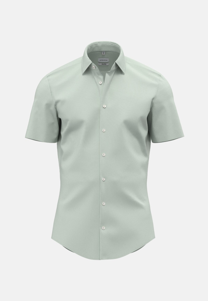 Non-iron Structure Short sleeve Business Shirt in Shaped with Kent-Collar