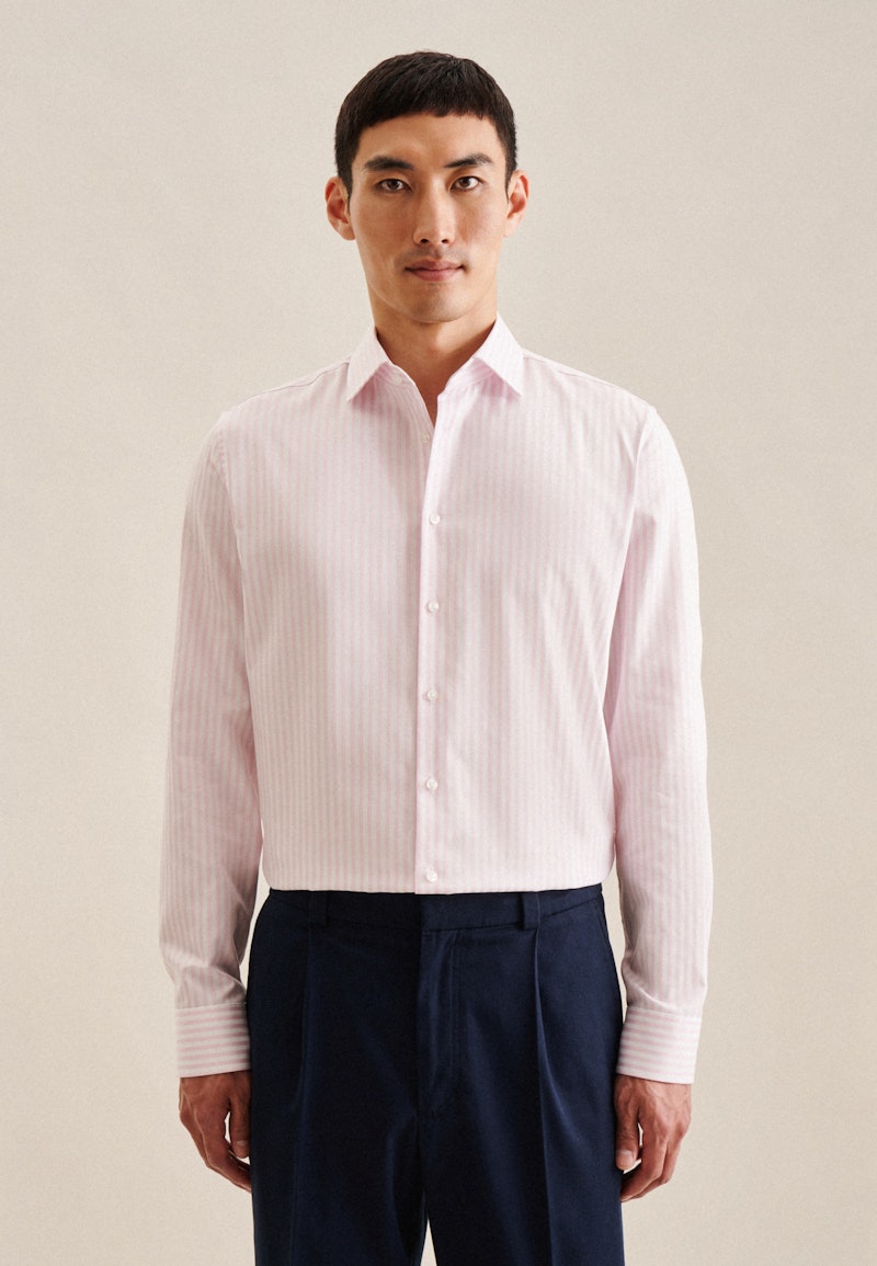Non-iron Herringbone pattern Business Shirt in Slim with Kent-Collar