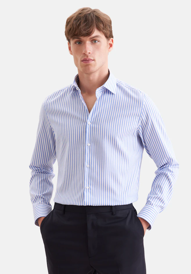 Slim Business Hemd Gestreift in Mittelblau | Seidensticker Onlineshop