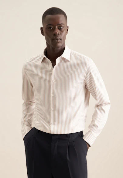 Slim Business Hemd Gestreift in Beige | Seidensticker Onlineshop