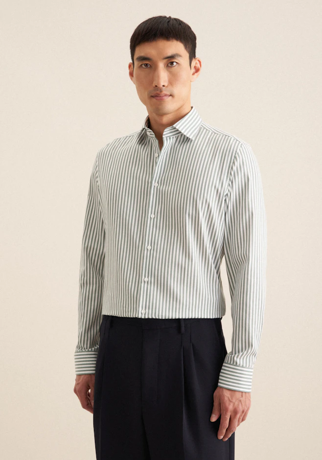 Slim Business Hemd Gestreift in Grün | Seidensticker Onlineshop