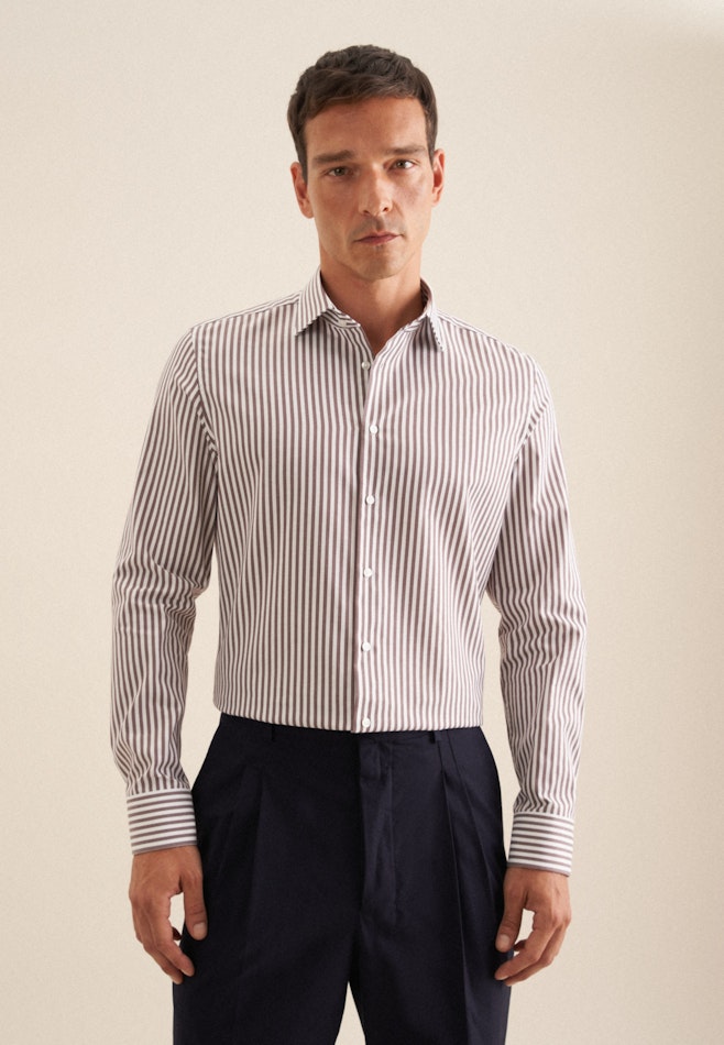 Slim Business shirt Stripes in Brown | Seidensticker online shop