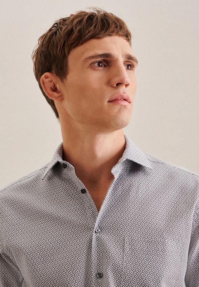 Regular Business Hemd Druck in Grau |  Seidensticker Onlineshop