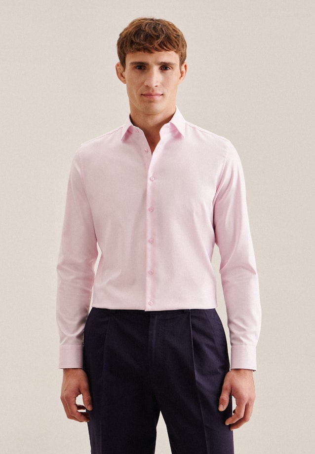 Non-iron Twill Business overhemd in Slim with Kentkraag in Roze/Pink | Seidensticker Onlineshop