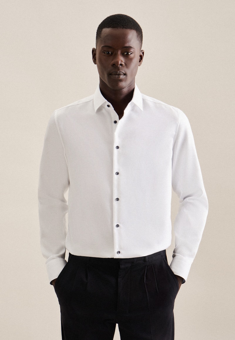 Non-iron Twill Business Shirt in Slim with Kent-Collar