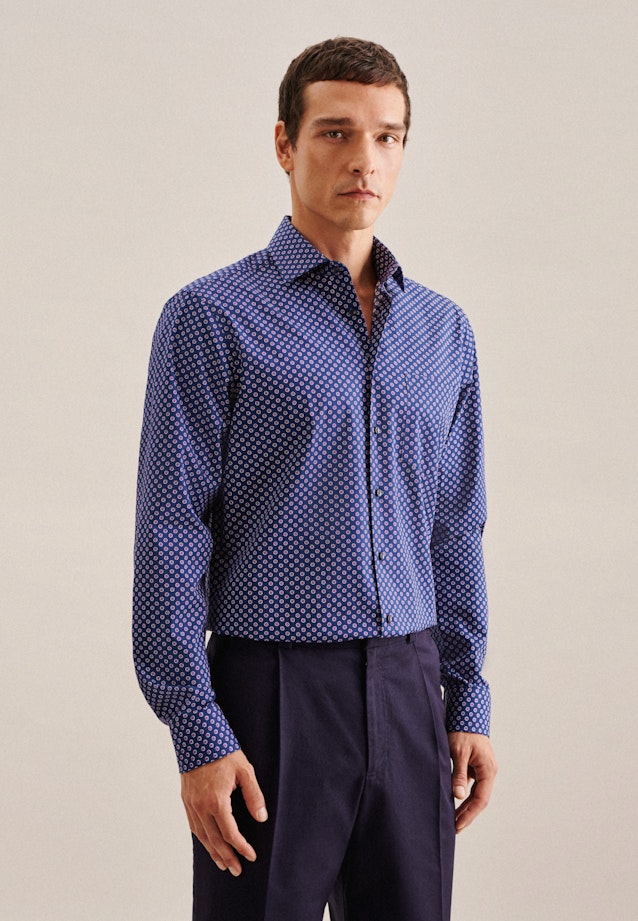Regular Business shirt Print in Medium Blue |  Seidensticker Onlineshop