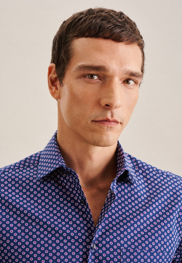 Regular Business shirt Print in Medium Blue |  Seidensticker Onlineshop
