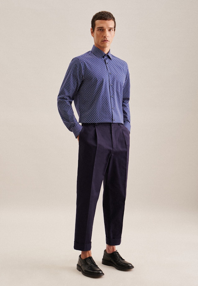 Regular Business shirt Print in Medium Blue |  Seidensticker Onlineshop