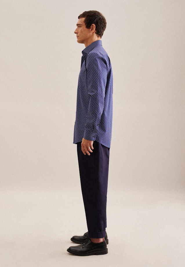 Regular Business shirt Print in Medium Blue |  Seidensticker Onlineshop
