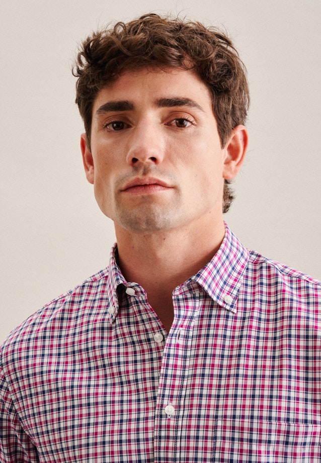 Regular Chemise d'affaires carreaux in Rose Fuchsia |  Seidensticker Onlineshop