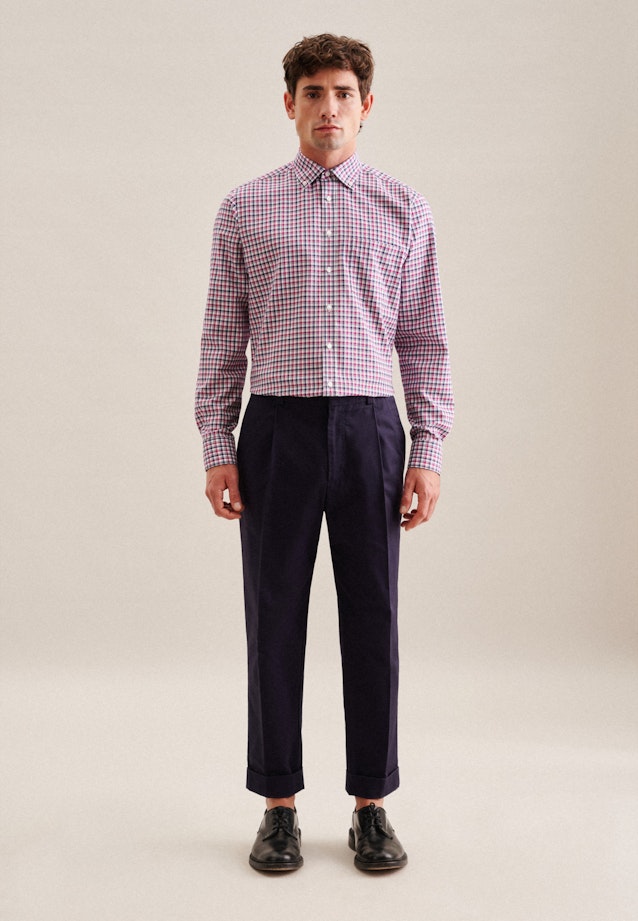 Regular Chemise d'affaires carreaux in Rose Fuchsia |  Seidensticker Onlineshop