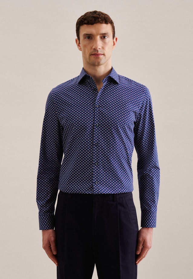 Chemise Business Slim Popeline Col Kent in Bleu Moyen |  Seidensticker Onlineshop