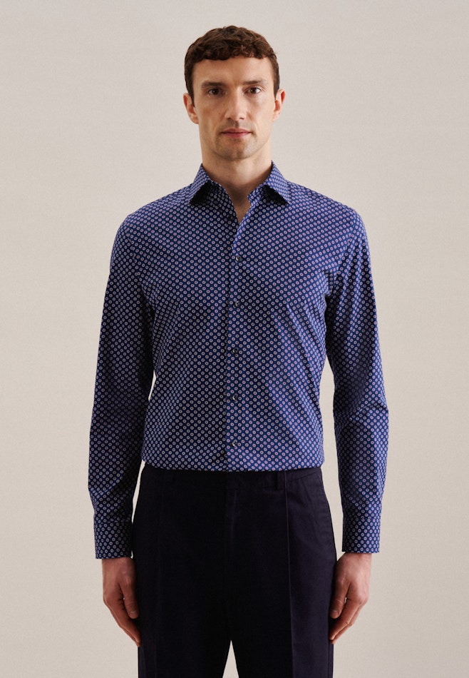 Chemise Business Slim Popeline Col Kent dans Bleu Moyen | Boutique en ligne Seidensticker