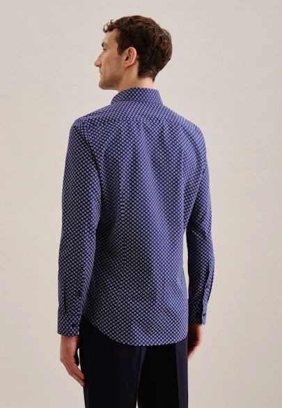 Slim Business Hemd Druck in Mittelblau |  Seidensticker Onlineshop