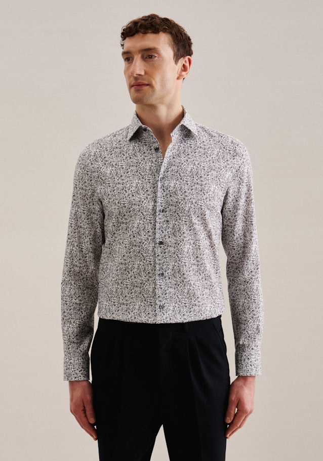 Shaped Business Hemd Floral in Grau | Seidensticker Onlineshop