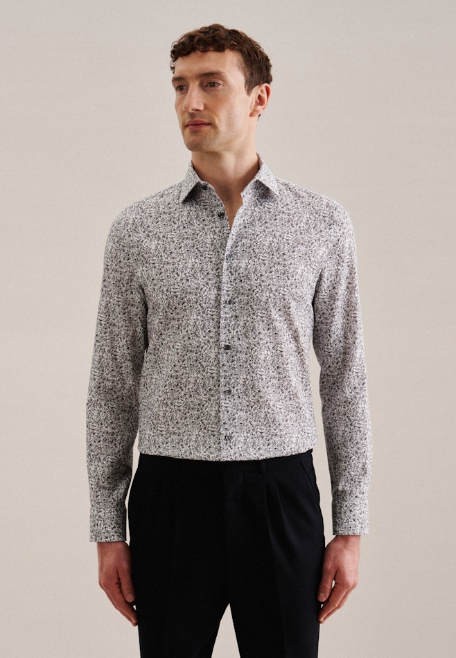 Shaped Business Hemd Floral in Grau | Seidensticker Onlineshop