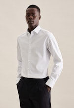 Non-iron Structure Business Shirt in Slim with Kent-Collar in Medium Blue |  Seidensticker Onlineshop