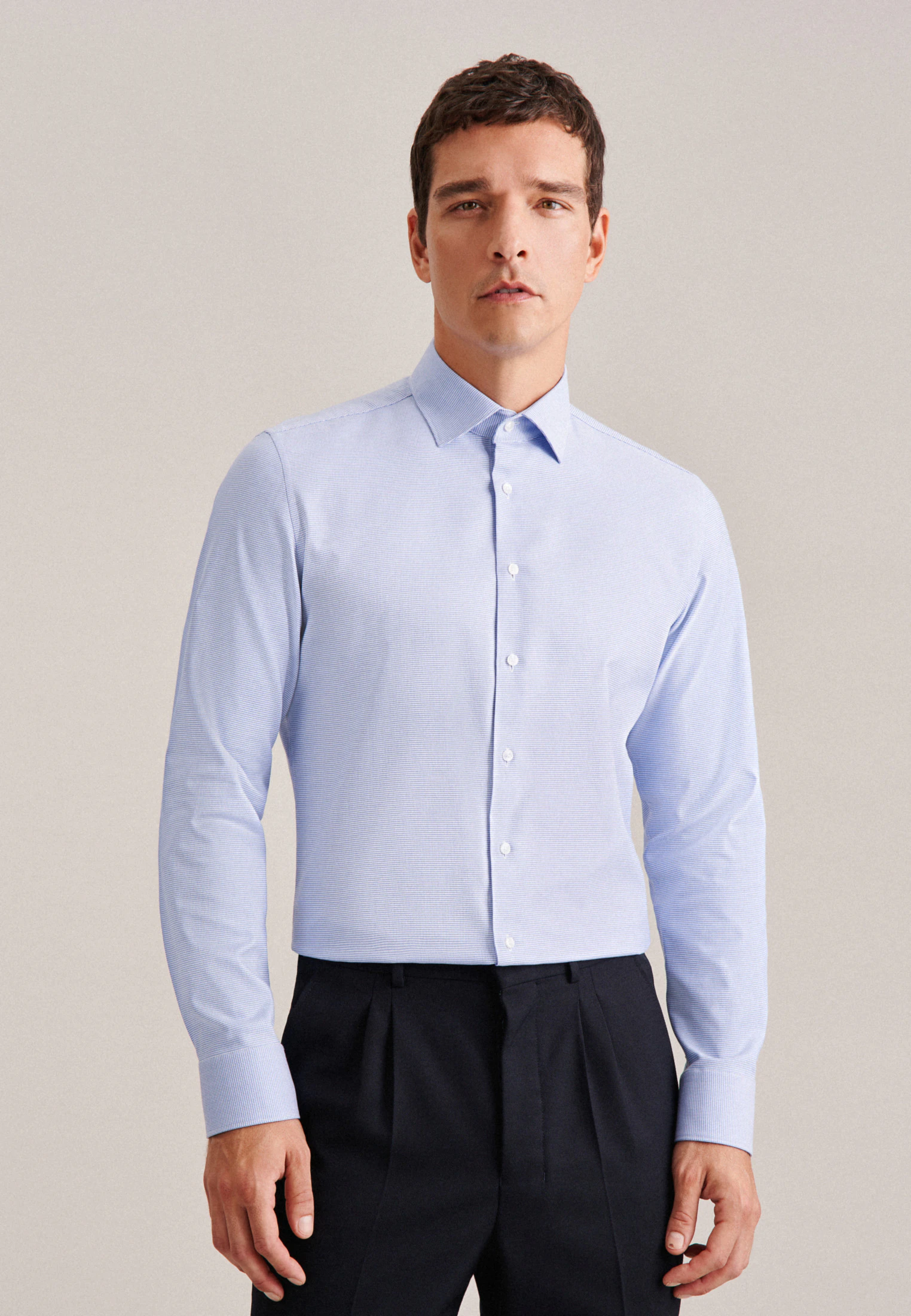 Regular Business Hemd Struktur Blau 45