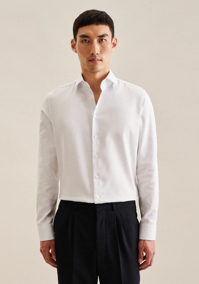 Shaped Business Hemd Streifen in Mittelblau | Seidensticker Onlineshop