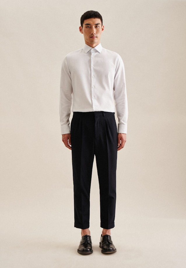 Shaped Business Hemd Streifen in Mittelblau |  Seidensticker Onlineshop