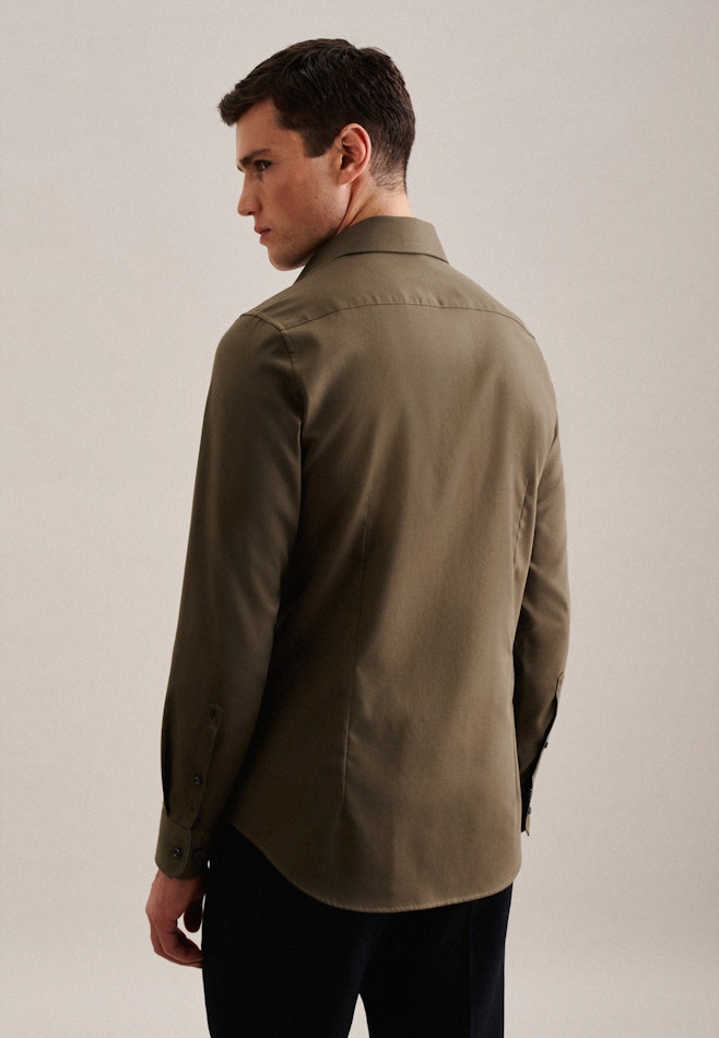 Non-iron Twill Business Shirt in Slim with Kent-Collar in Green | Seidensticker online shop