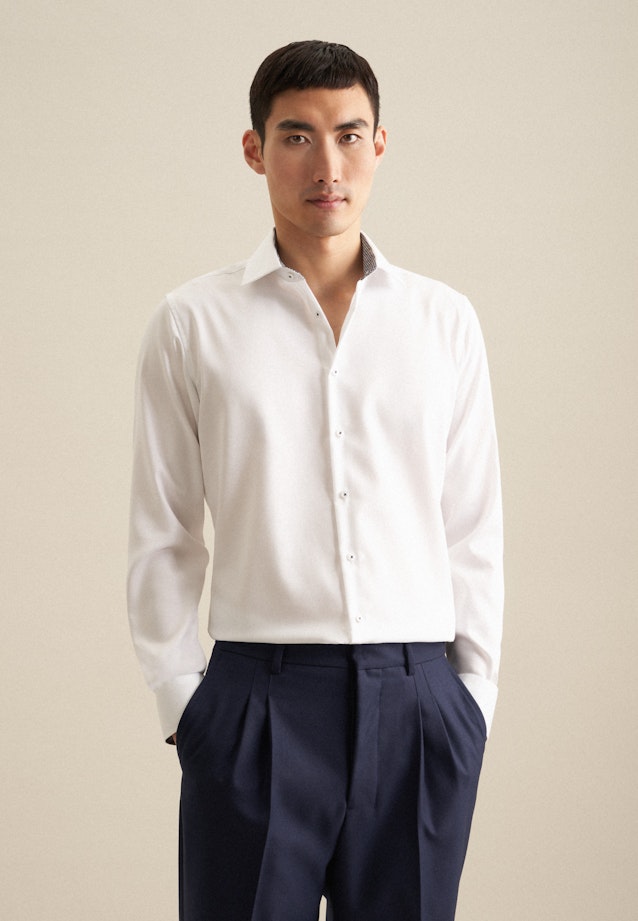 Chemise Business Slim Twill (sergé) Col Kent in Blanc |  Seidensticker Onlineshop