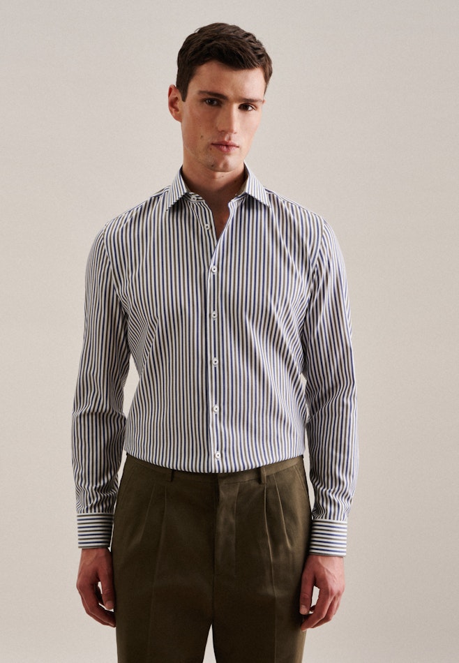 Non-iron Twill Business Shirt in Slim with Kent-Collar in Green | Seidensticker online shop