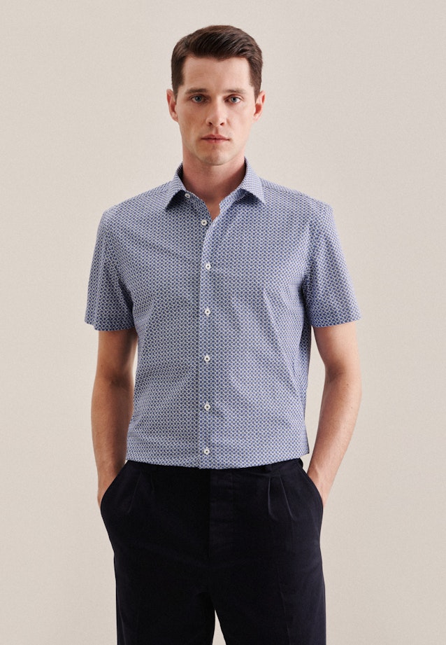 Poplin Short sleeve Business Shirt in Slim with Kent-Collar in Light Blue |  Seidensticker Onlineshop