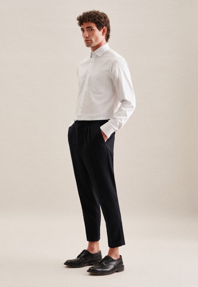 Regular Business Hemd Streifen in Mittelblau |  Seidensticker Onlineshop