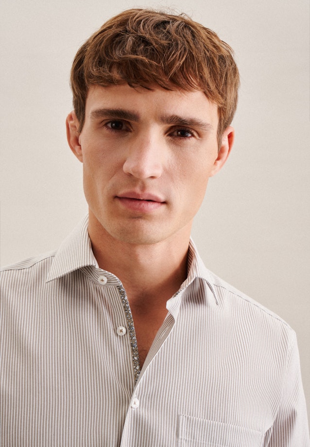 Regular Business Hemd Streifen in Braun |  Seidensticker Onlineshop