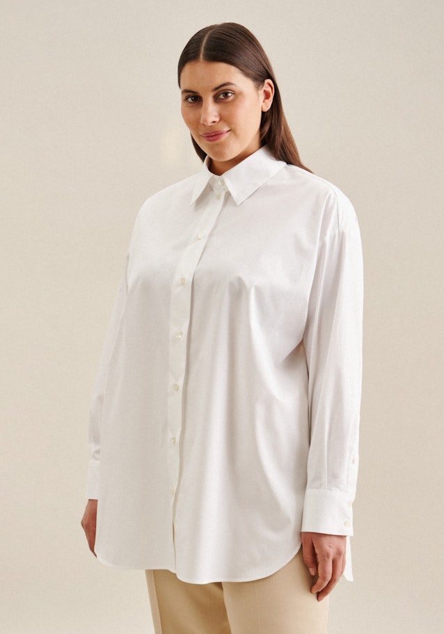 Grande taille Collar Long Blouse in White | Seidensticker Onlineshop