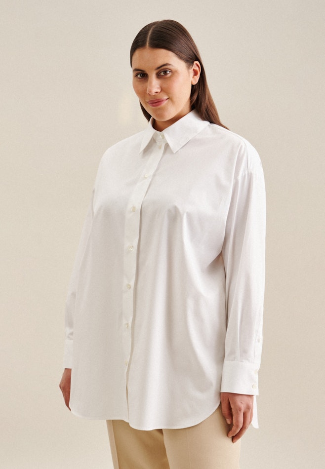 Grande taille Collar Long Blouse in White | Seidensticker online shop