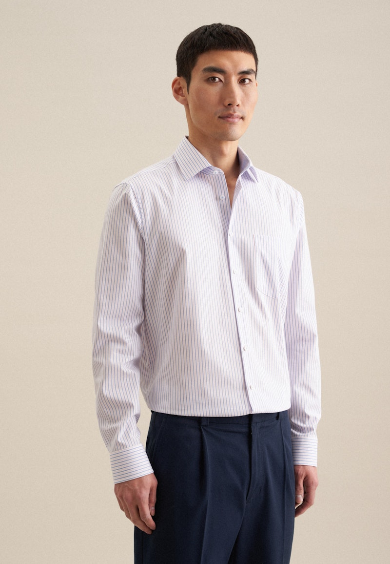 Non-iron Poplin Business Shirt in Comfort with Kent-Collar