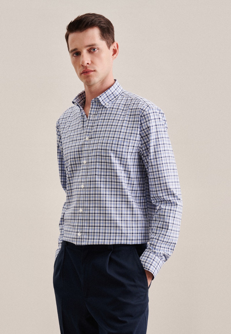 Non-iron Twill Business overhemd in Comfort with Button-Down-Kraag