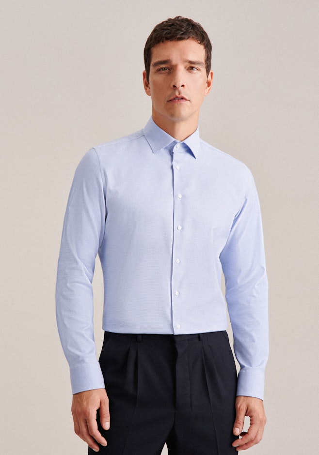 Shaped Chemise d'affaires Structure dans Bleu Moyen | Boutique en ligne Seidensticker