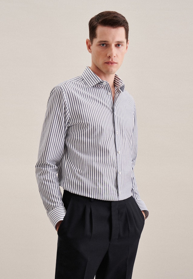 Chemise Business Slim Popeline Col Kent in Bleu Moyen |  Seidensticker Onlineshop