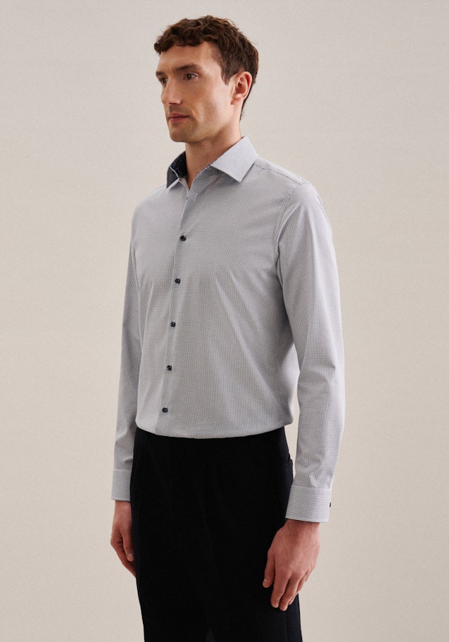 Slim Business Hemd Karo in Mittelblau | Seidensticker Onlineshop
