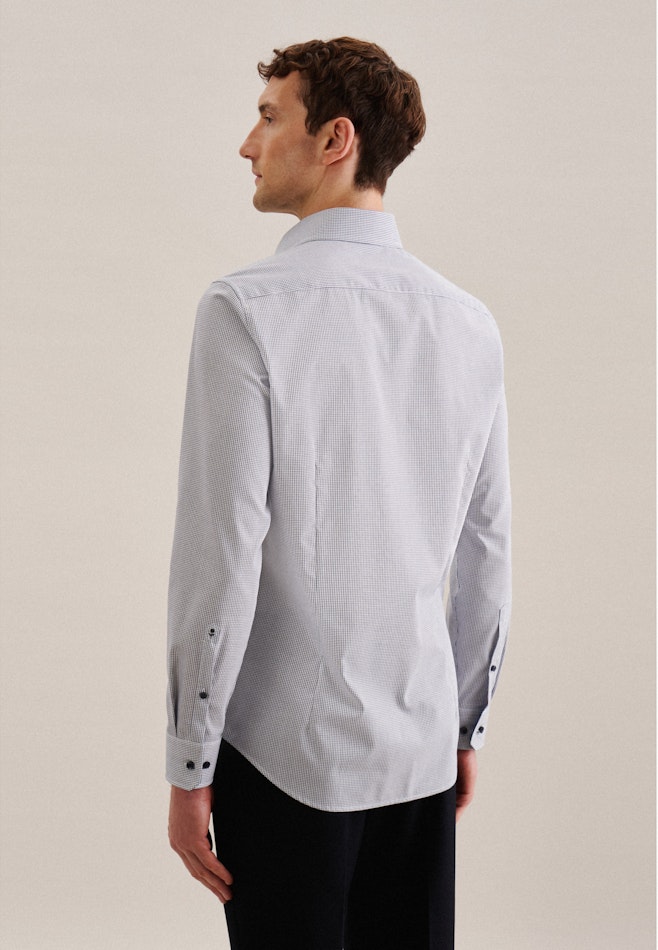 Non-iron Poplin Business Shirt in Slim with Kent-Collar in Medium Blue | Seidensticker online shop