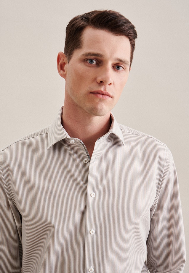 Slim Business Hemd Streifen in Braun |  Seidensticker Onlineshop