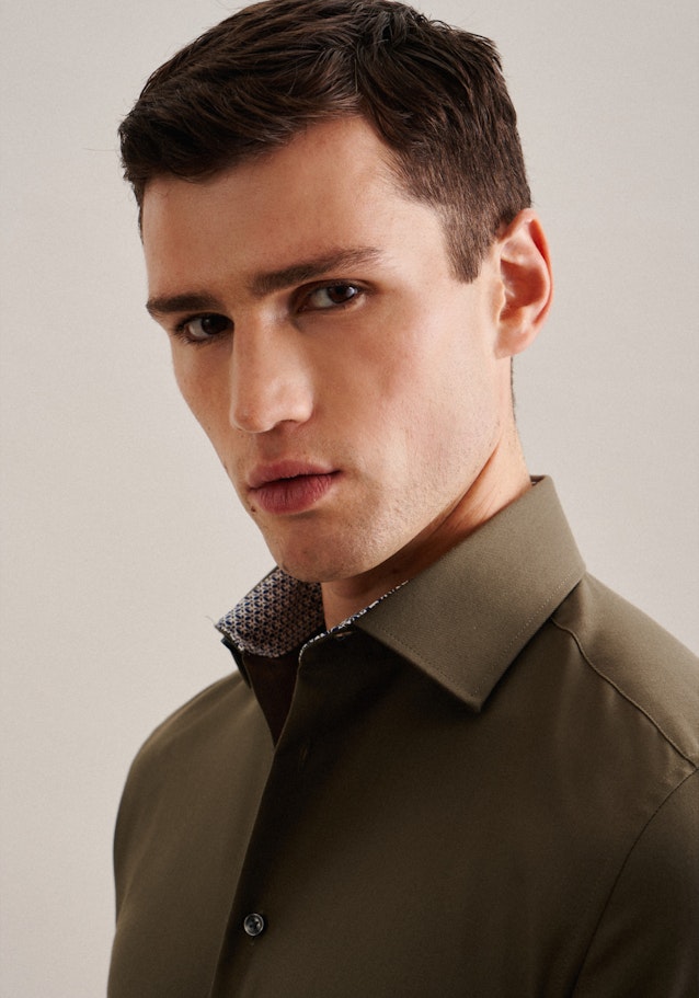 Non-iron Twill Business Shirt in Shaped with Kent-Collar in Green | Seidensticker Onlineshop