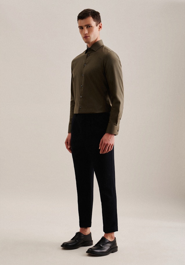 Non-iron Twill Business Shirt in Shaped with Kent-Collar in Green | Seidensticker Onlineshop