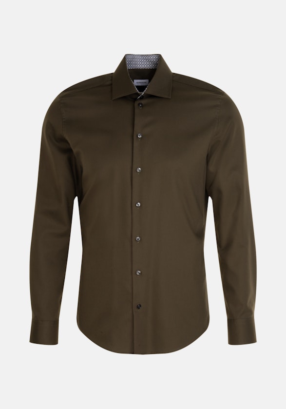 Non-iron Twill Business Shirt in Shaped with Kent-Collar in Green | Seidensticker Onlineshop